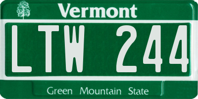 VT license plate LTW244