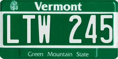 VT license plate LTW245