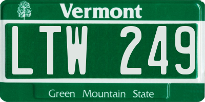 VT license plate LTW249