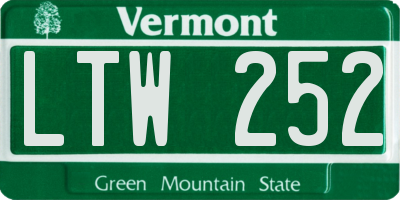 VT license plate LTW252