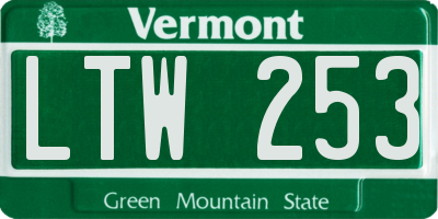 VT license plate LTW253