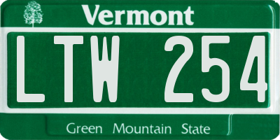 VT license plate LTW254