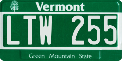 VT license plate LTW255
