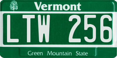VT license plate LTW256