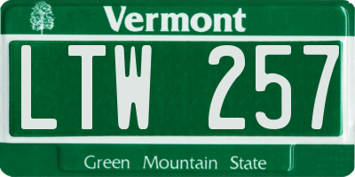 VT license plate LTW257