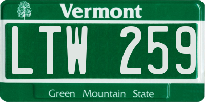 VT license plate LTW259