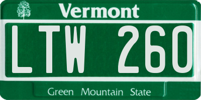 VT license plate LTW260