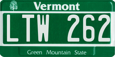 VT license plate LTW262