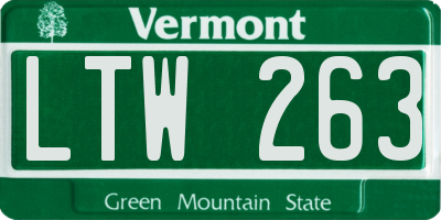 VT license plate LTW263