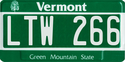 VT license plate LTW266