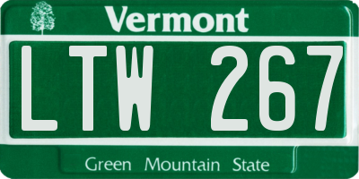 VT license plate LTW267