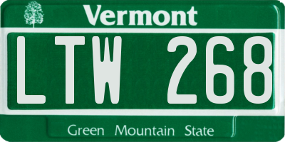 VT license plate LTW268