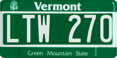 VT license plate LTW270