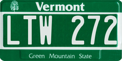 VT license plate LTW272