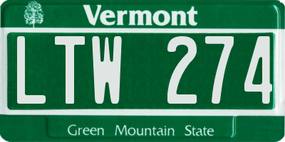 VT license plate LTW274