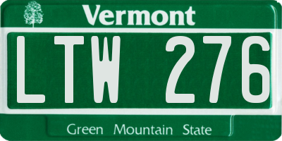 VT license plate LTW276