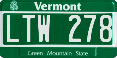 VT license plate LTW278