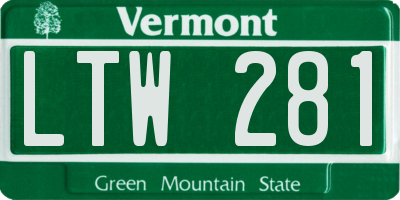 VT license plate LTW281