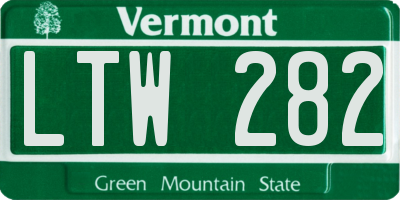 VT license plate LTW282