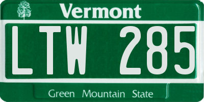 VT license plate LTW285