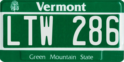 VT license plate LTW286