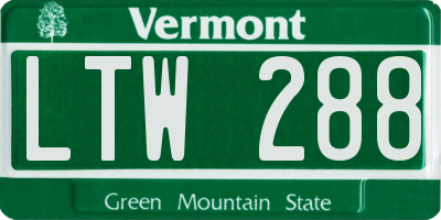 VT license plate LTW288