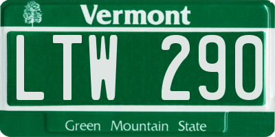 VT license plate LTW290