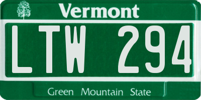 VT license plate LTW294