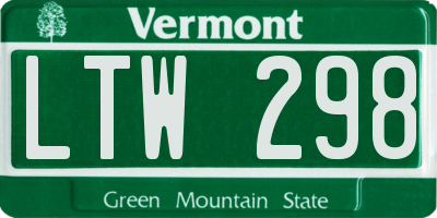 VT license plate LTW298