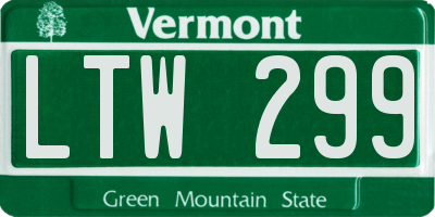 VT license plate LTW299