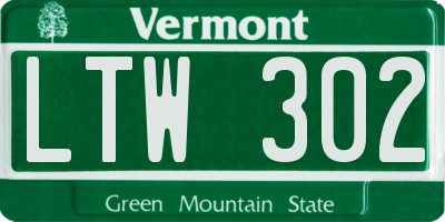 VT license plate LTW302