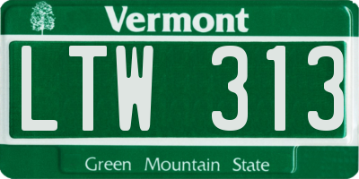 VT license plate LTW313