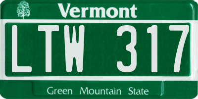 VT license plate LTW317