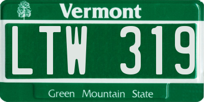 VT license plate LTW319