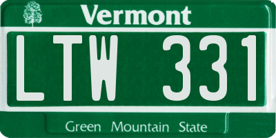 VT license plate LTW331