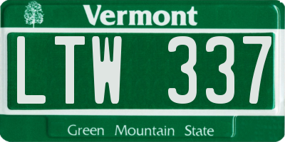 VT license plate LTW337
