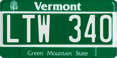 VT license plate LTW340