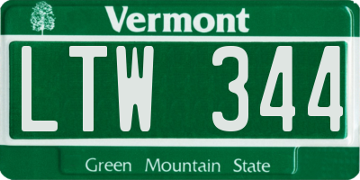 VT license plate LTW344