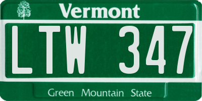 VT license plate LTW347