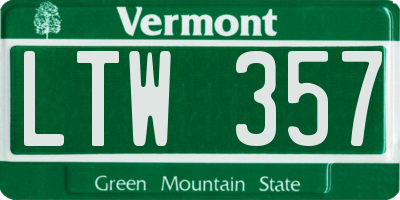 VT license plate LTW357