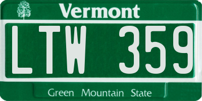 VT license plate LTW359