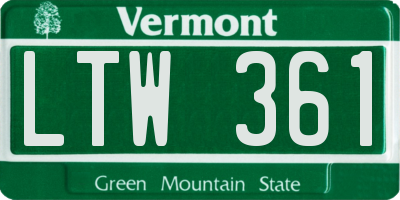 VT license plate LTW361