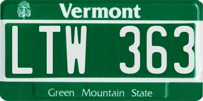 VT license plate LTW363