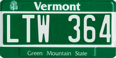 VT license plate LTW364