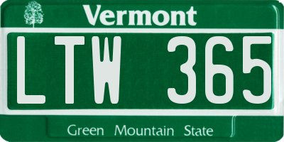 VT license plate LTW365