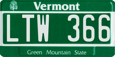 VT license plate LTW366