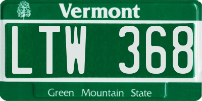 VT license plate LTW368