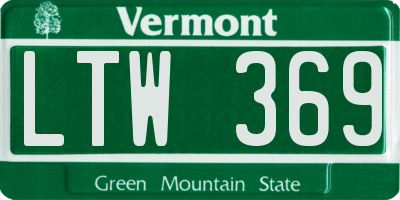 VT license plate LTW369