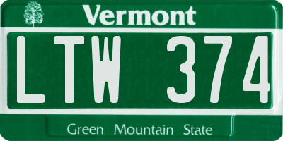 VT license plate LTW374