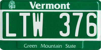 VT license plate LTW376